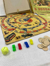 Детская настольная игра "В зоопарке" Росгизместпром 1956г. + гонки. Все в сборе. Винтаж, СССР. Картинка 7